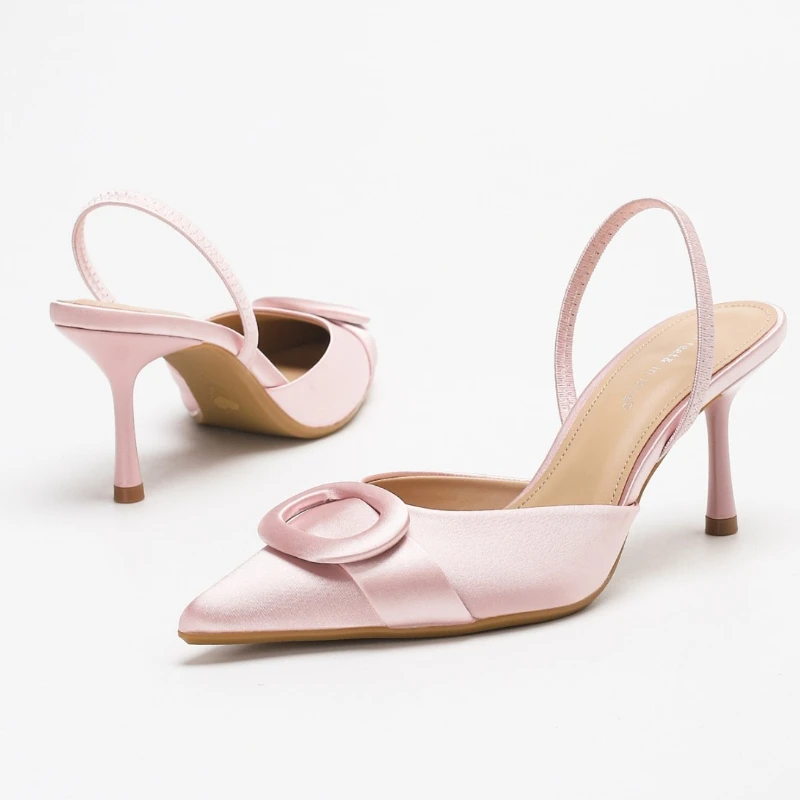 

Брендовые дизайнерские роскошные женские туфли на каблуке высокого качества из атласа, сексуальные вечерние платья с острым носком, туфли-лодочки, элегантные сандалии-мюли с ремешком сзади