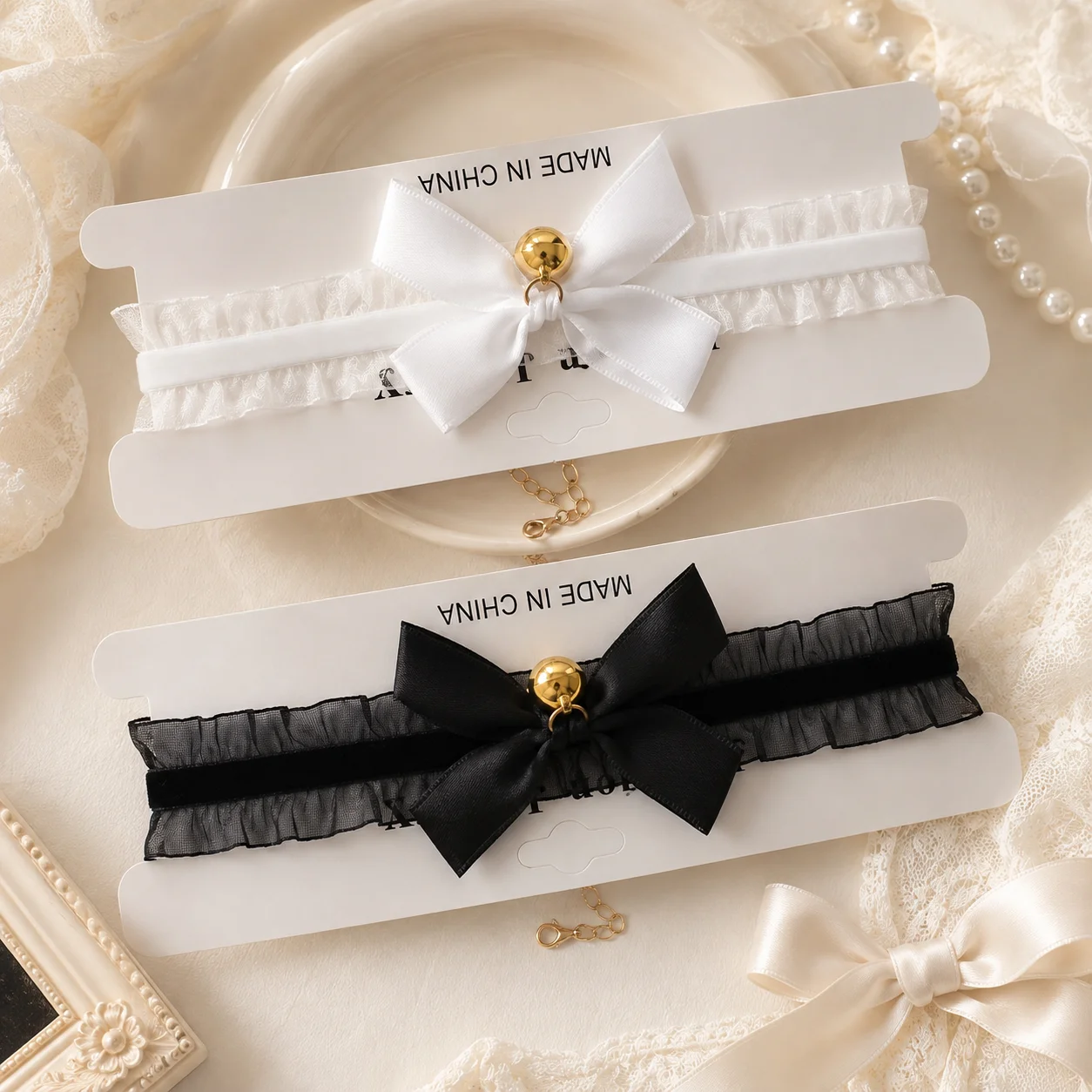 2pcs Cosplay Cute Cat Ear Bell Collar Cat Ear Sweet Beauty Servant Collar