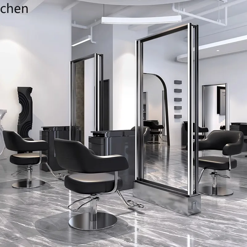 

ZML barber shop hair cut mirror table barber shop stainless steel mirror single and double-sided floor mirror scissors