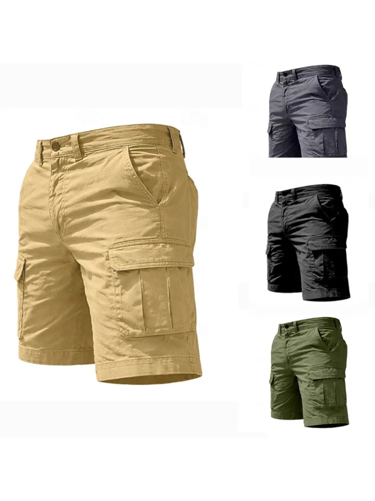 Sommer Casual Cargo Shorts Herren Jogging Kletter Sportshorts Elastischer Bund Einfarbig Männliche Jogger Arbeitsshorts Wandershorts
