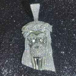 Hip Hop Jewelry Full Iced Out Jesus Charm Pendant With Big Bail Can Pass 15mm Cuban Chain For Christianity Women Men's Gift