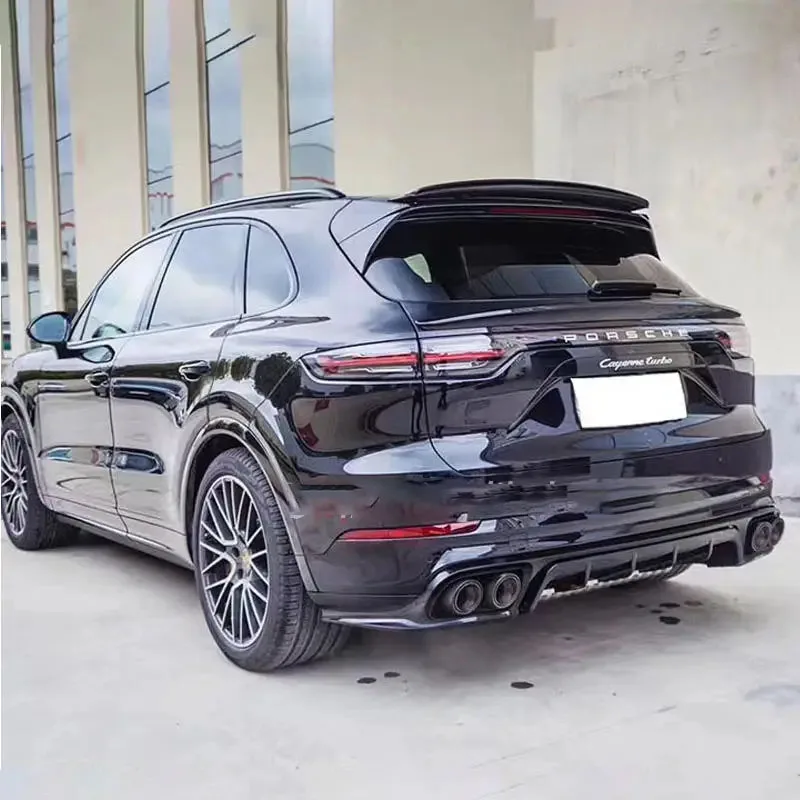 

Черное крыло спойлера ДЛЯ Porsche Cayenne 2018-2023, комплект спойлера с верхними крыльями и черным корпусом для губ, разделитель отделки багажника, наклейка на клейкой основе