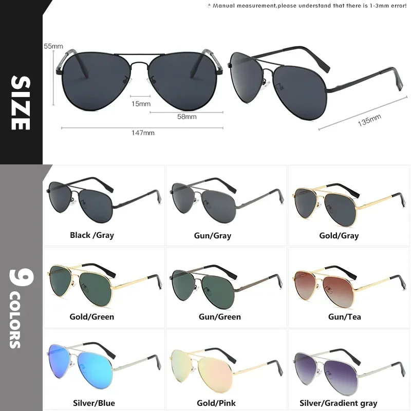 Polarized Sunglasses Men Colored Reflective Sun Glasses for Male Driving Eyewear Black Unisex Pilot Uv400 Gafas De Sol Hombre