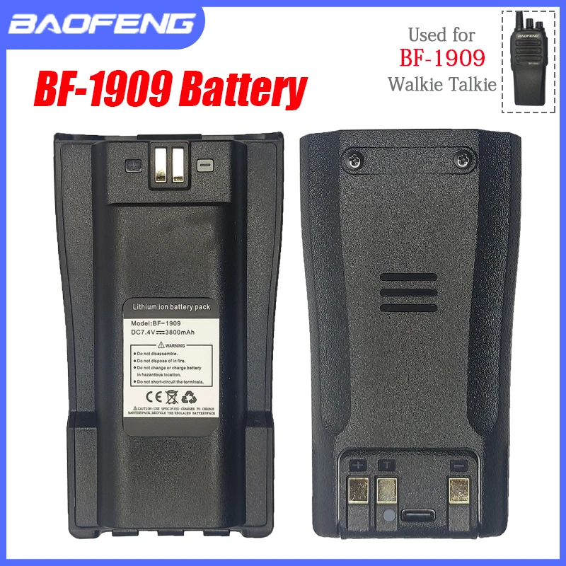 BAOFENG Walkie Talkie BF-1909 Li-ion Battery 3800mAh 7.4V TypeC Charge Battery For Portable Two Way Radios Replacement Parts