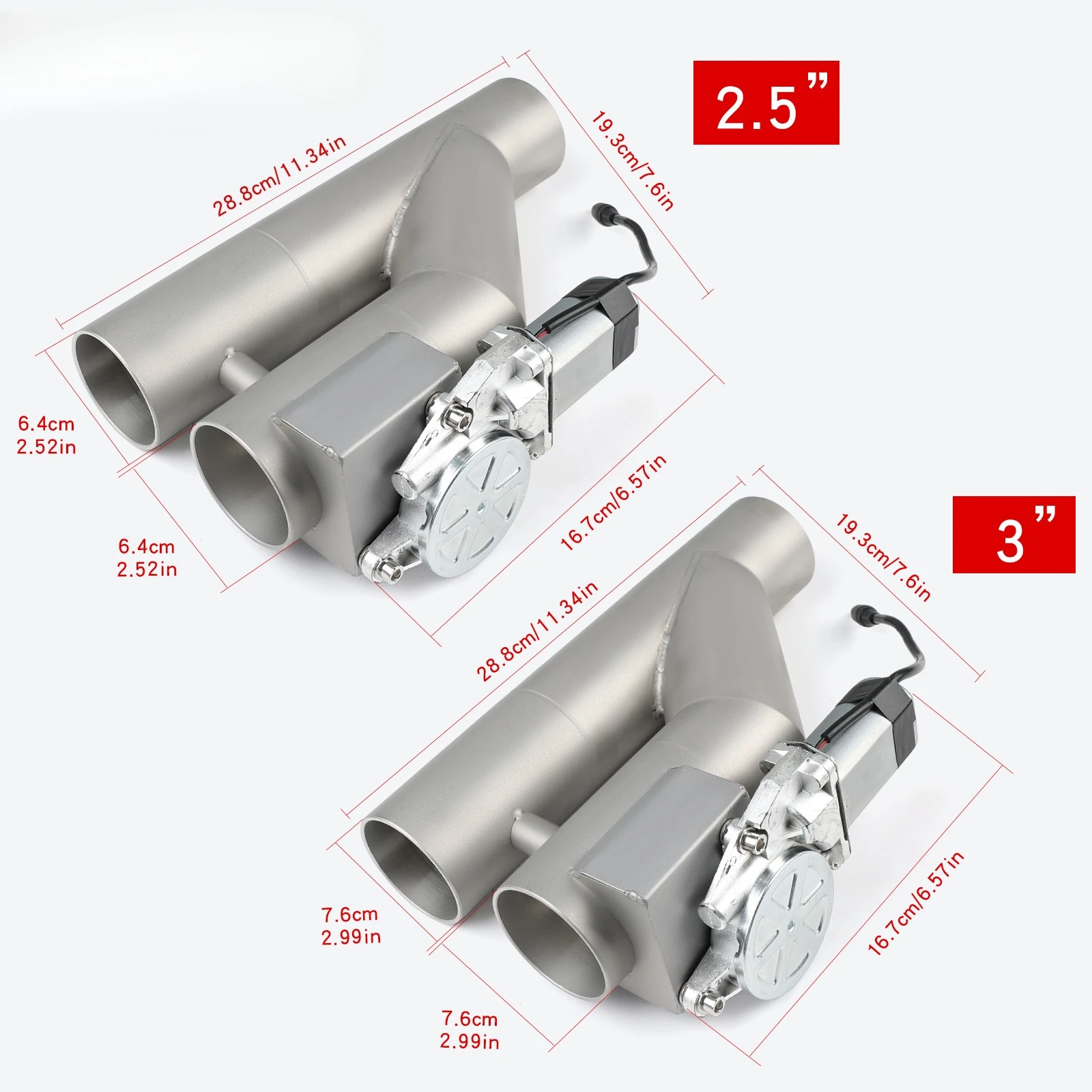 Stainless Steel Y-Type Dual Outlet Exhaust Pipe Electronic Cutout Valve Remote Control Variable Sound Exhaust Control Valve