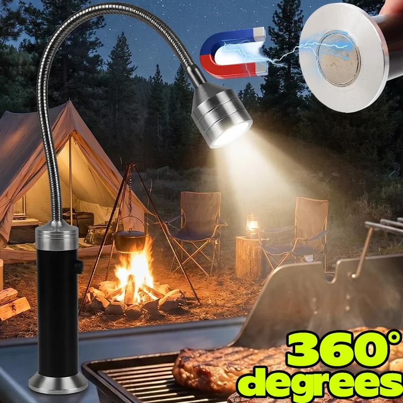 Grill Light for BBQ Outdoor Magnetic 9 LED Flexible Gooseneck Flashlight Bright Waterproof Camping Work Light for Mechanic view 2