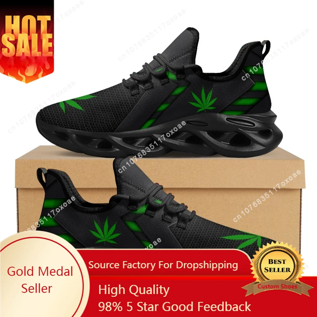 

3D Green Weed Leaves Printing Athletic Shoes for Women Breathable Lace Comfort Femme Footwear Platform Sneakers luxury