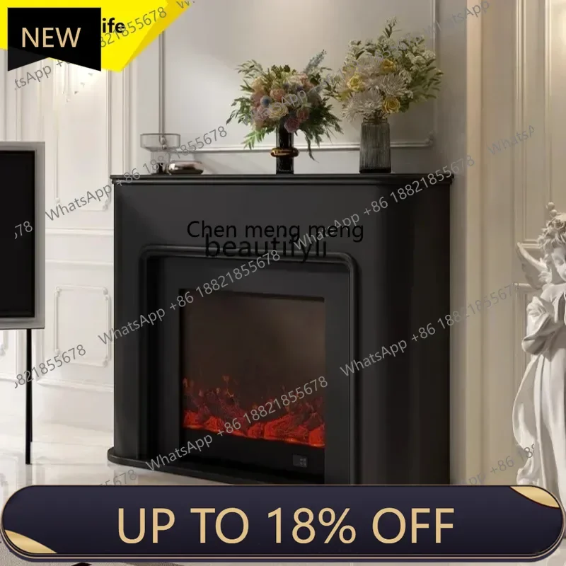 P178 White French Retro Electronic Fireplace Decorative Cabinet Simulated Heating Electric Fireplace Fake Flame Fireplace Stand