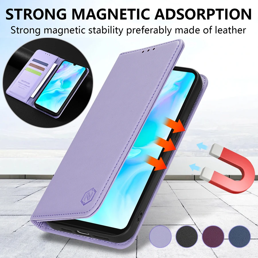 

Wallet Skin Friendly Strong Magnetic Card Slot Flip Leather Case For Huawei P20 Pro P30 Lite P40 Lite P Smart 2019 Honor 10 Lite