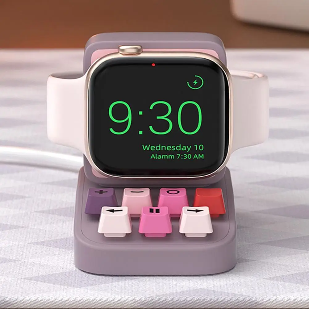2025 New Typewriter Watch Stand Charging Base Wireless Charging Silicone Watch Stand Suitable for Apple iWatch