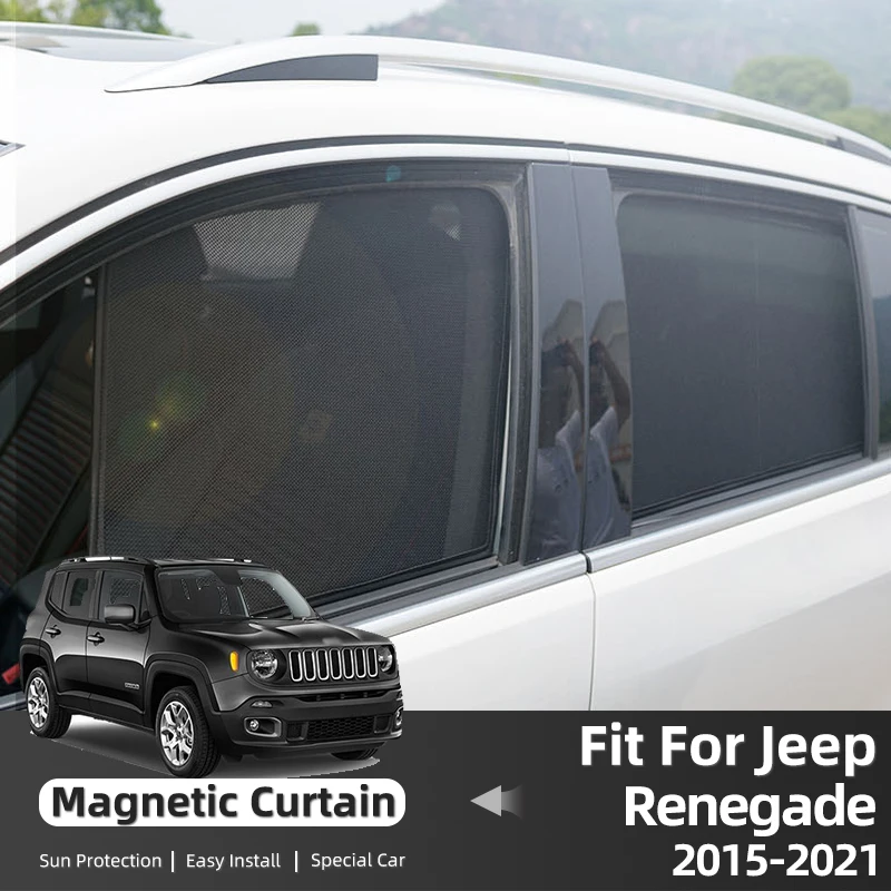 For JEEP Renegade BU 2015-2023 Magnetic Car Sunshade Front Windshield Blackout Curtain Rear Side Window Sun Shade Accessories