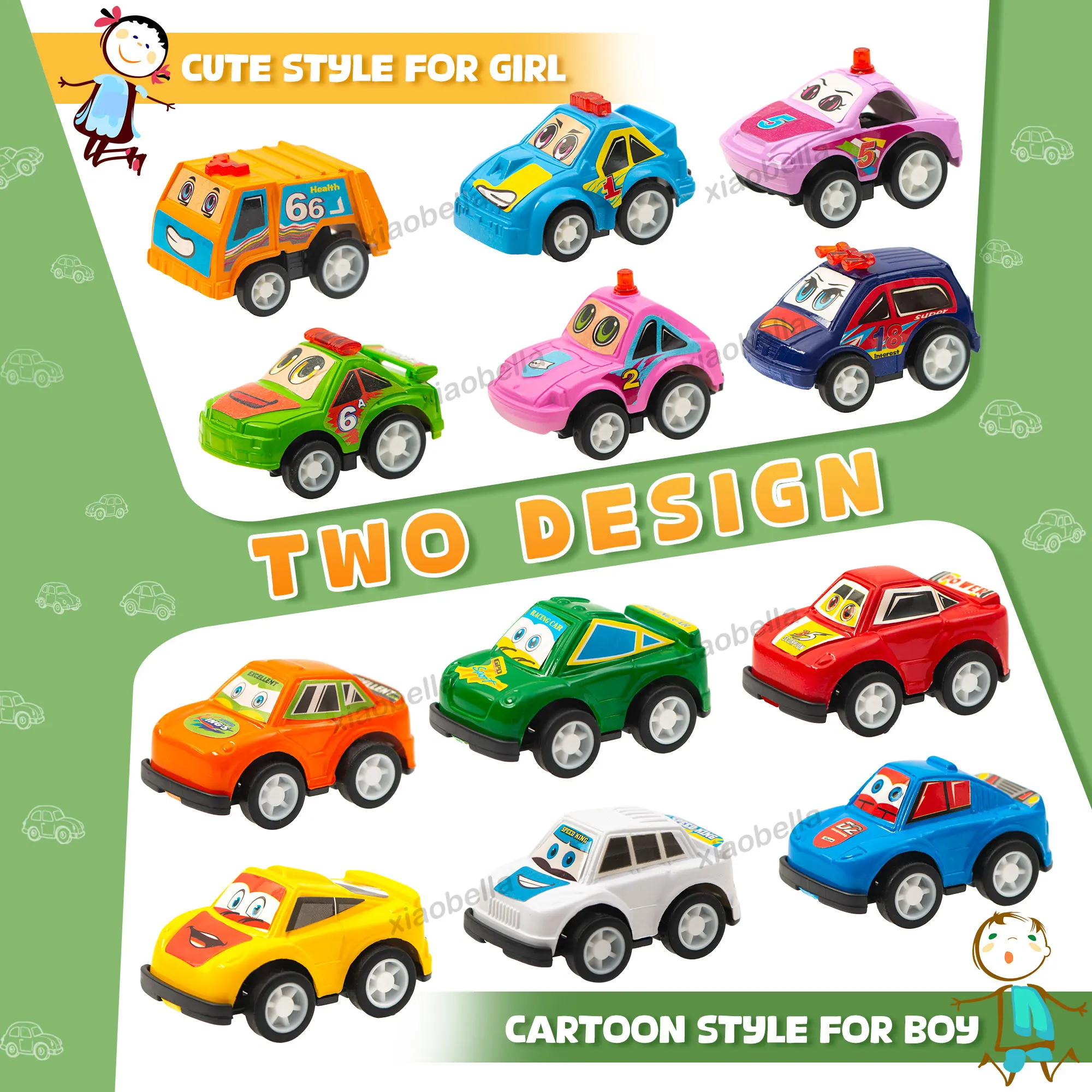 24 عبوة من سيارات التراجع والمركبات الصغيرة، لعبة كرتونية للحفلات السائبة، ألعاب سيارات السباق، حافلة للأولاد والبنات الصغار