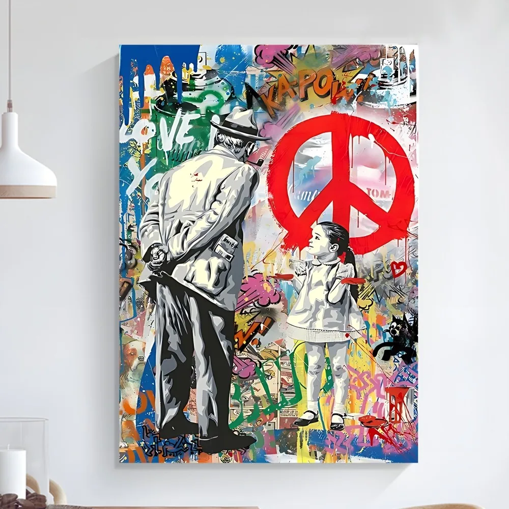 Banksy Street Graffiti Art Poster Art Self-adhesive Art Small Poster HD Quality Poster Wall Art Painting Study Wall Decoration