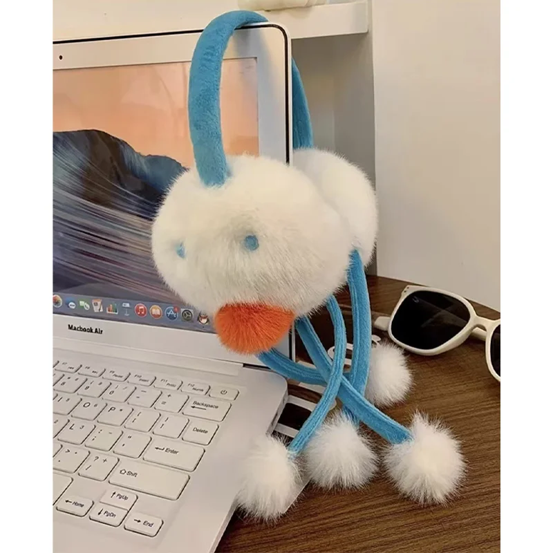 Penutup Telinga Boneka Manusia Salju Lucu - Penghangat Telinga Musim Dingin dengan Pom Pom, Aksesori Natal yang Meriah untuk Wanita & Anak Perempuan