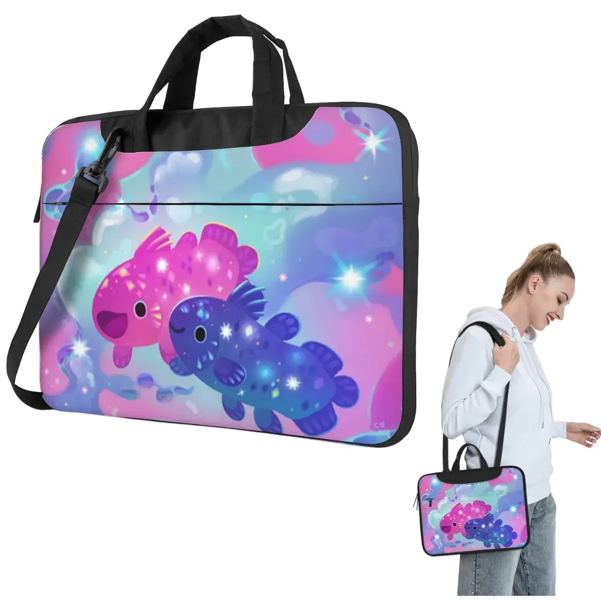 Coelacanth Crossbody Laptop Bag Case Computer Bag 13 14 15.6 Inch Notebook Pouch for Macbook Pro