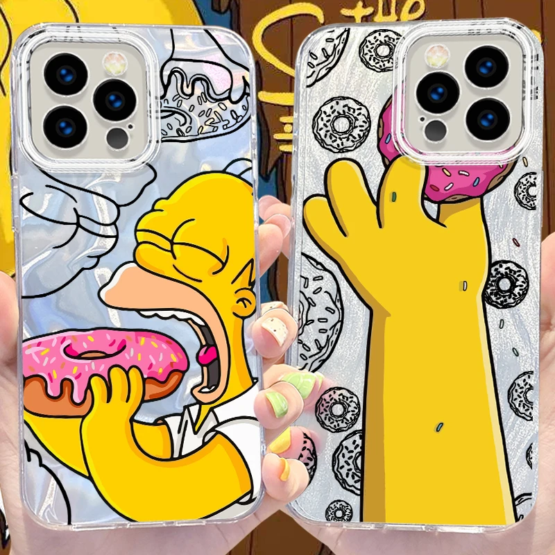 Simpsons Camlet Laser Phone Case for iPhone 16 15 14 13 12 11 Pro Max XR XS X 8 7 6S 6 Plus SE 2020 2022 Hard Shockproof Cover