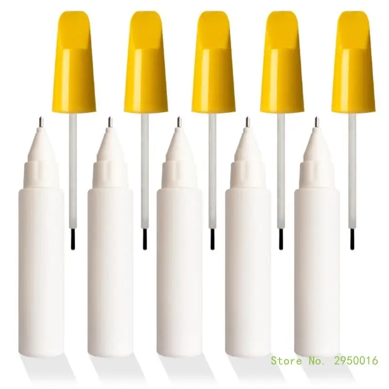 5Pcs Empty Marker Empty Car Paint Repair Pen with Brush Tip, Interchangeable Empty Marker with Brush Tip Applicator