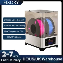 FIXDRY NT1 Filament Dryer 2 Spools 3D Printer Filament Storage Box 360° Surrounding Heating MAX Temperature 70℃ 0-48h Time Set