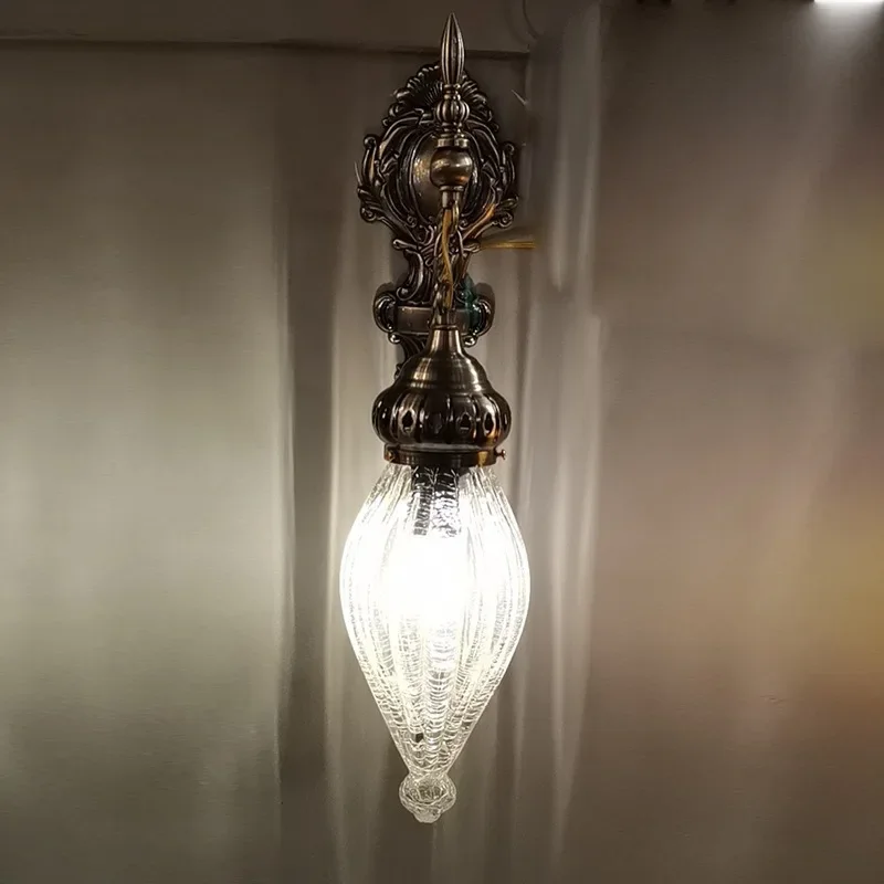 American country private room restaurant wall lamp bar club color Turkish lamp crystal glass decorative Thai lamp