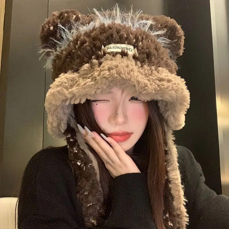 

Kitten Woolen Hat Women's Warm Knitted Hat for Autumn and Winter Ear Protection Plush Cute and Versatile Woolen Hat