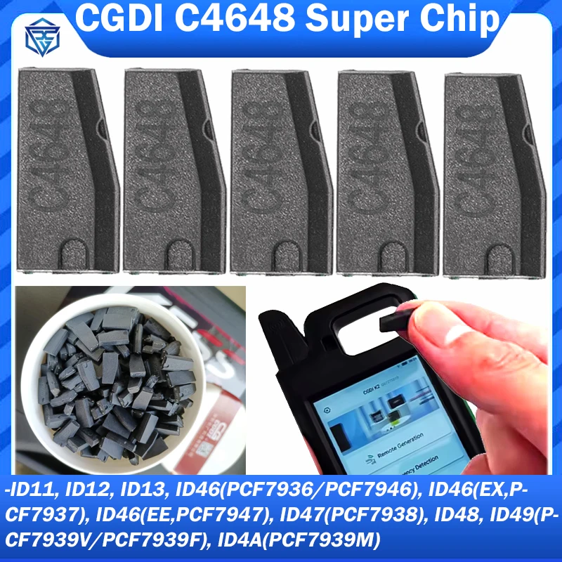 2026 CGDI C4648 Super Chip Work with CGDI K2 Smart Key Key Programmer Tool Fit ID11 ID12 ID13 ID46 ID47 ID48 ID49 ID4A