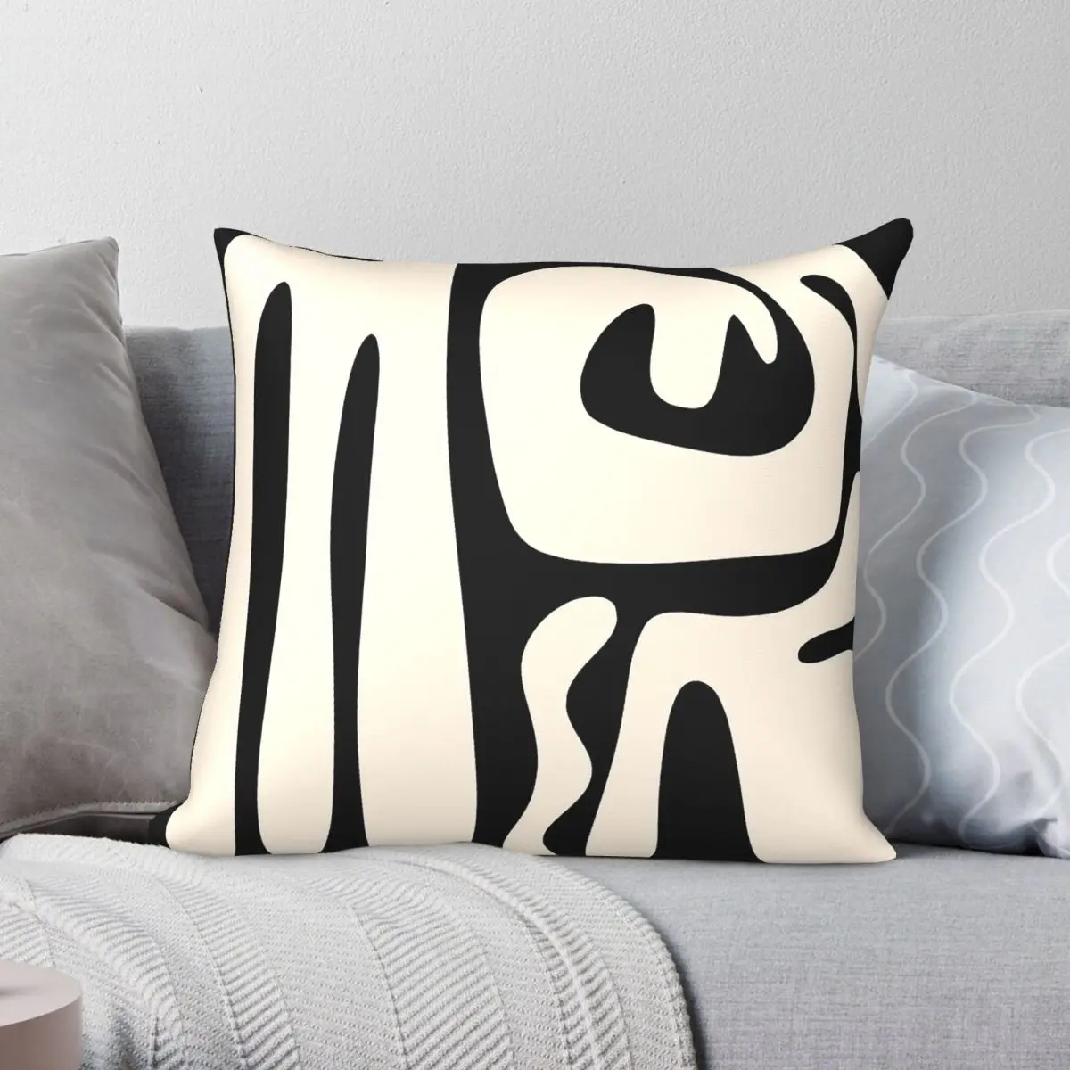 Kwaito In Black Cream Square Pillowcase Polyester Linen Velvet Printed Zip Decorative Sofa Cushion Cover
