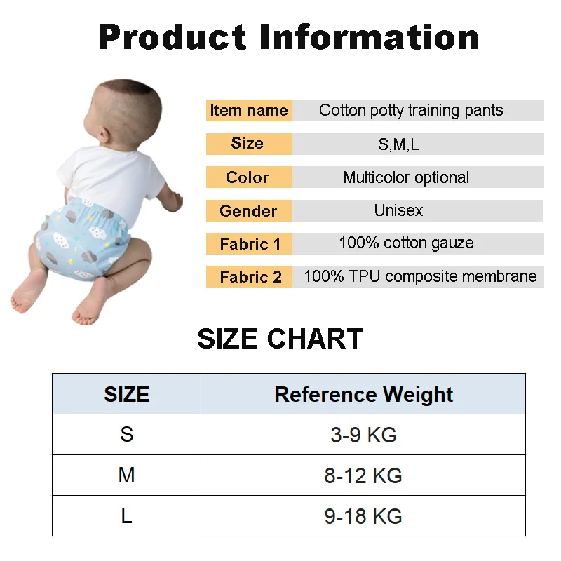 Baby Reusable Diapers Panties Potty Training Pants For Children Ecological Cloth Diaper Washable Toilet Toddler Kid Cotton Nappy images - 6