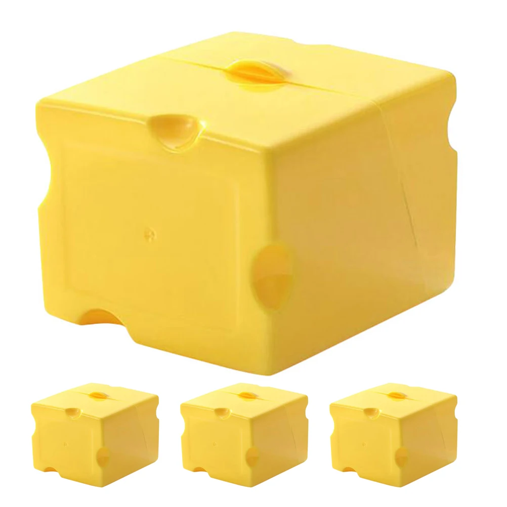 

4Pcs Compact Cheese Storage Container Fridge Box Flip Top Lid Keeps Slices Fresh Easy Access Butter Keeper Kitchen Gadget Yellow