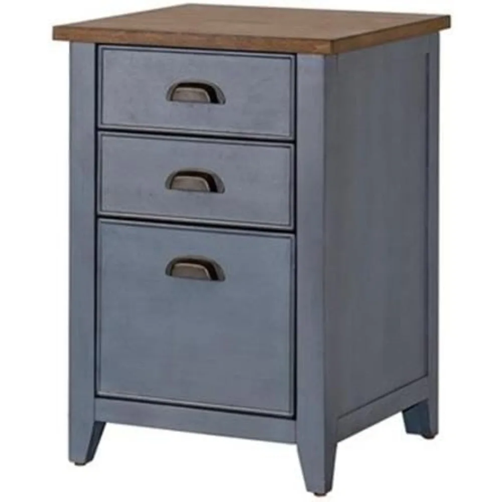 خزانة ملفات المزرعة الخشبية الزرقاء ذات الثلاث أدراج للتخزين