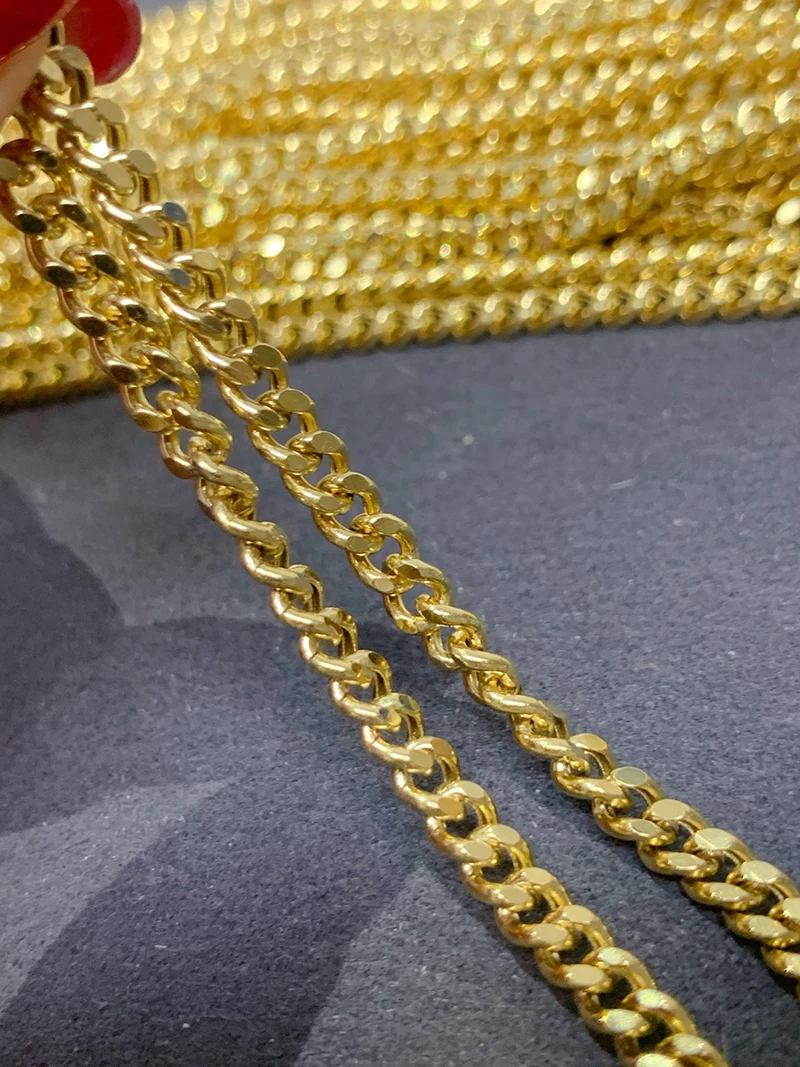 KUGG 18K Yellow Gold Bracelet 4.1mm Wide Cuban Chain Design Fashion INS Style Bracelet for Women and Girls Birthday Gift