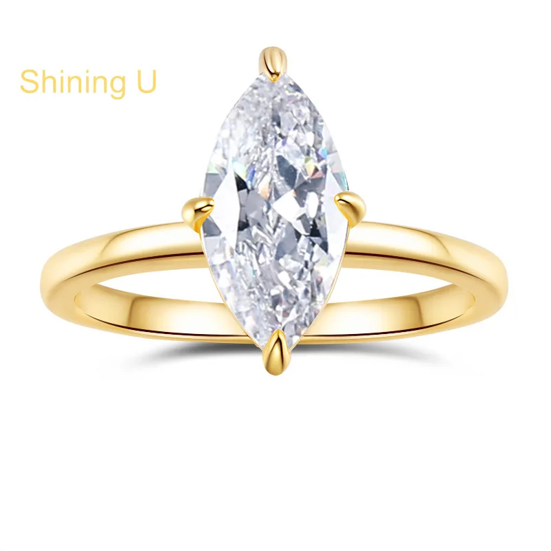 

Shining U 2CT Marquise Cut D Color VVS1 Moissanite diamond 925 Sterling Silver Ring for Women Engagement Fine Jewelry