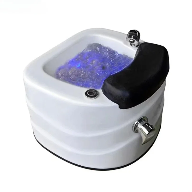 Deluxe Foot Bath White/Black/Gold Pattern Porcelain Foot Bath with Foot Stool