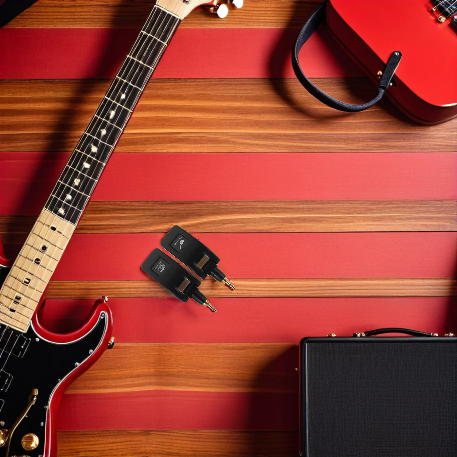 

1Set Wireless Guitar System Transmitter Receiver 2.4ghz USB Rechargeable 10h Playtime Wireless Electric Bass Guitar