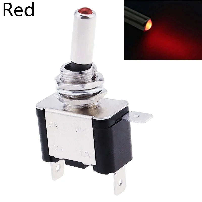 1PCS 12V 20A Auto Car Boat Truck Illuminated Led Toggle Switch Red Blue Green Yellow White