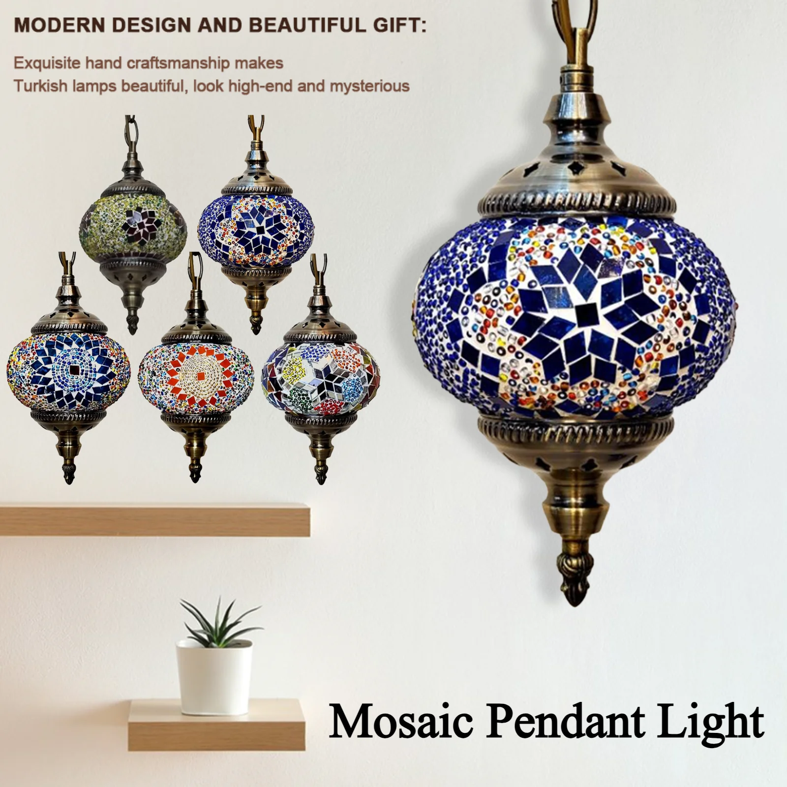 Mosaic Pendant Light Turkish Moroccan Mosaic Hanging Ceiling Lamp E27 Bar Restaurant Mediterranean Pendant Light Home Decoration