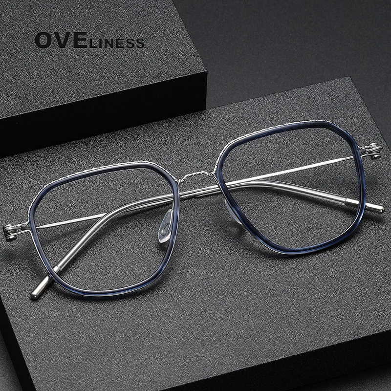 

Acetate Titanium Glasses Frame Men Women Eyeglasses Frame New Brand Design Retro Denmark Screwless Eyewear Ultralight Spectacles