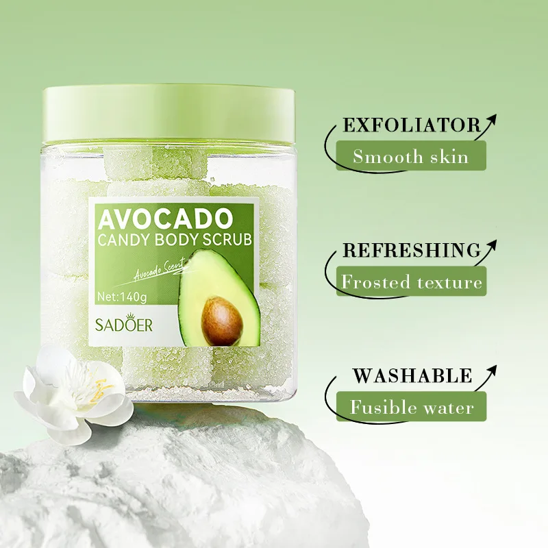 SADOER Rose Lavender Avocado Body Scrub Creams Moisturizing Exfoliating Face Back Body Exfoliator Facial Scrub Cream Skin Care