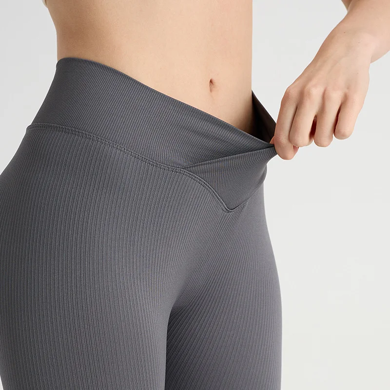 Mallas lisas tejidas para mujer, mallas deportivas de cintura alta, levantamiento de cadera, correr, Yoga, deporte, gimnasio, ropa deportiva, Pantalones para mujer