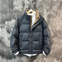 Luxus männer Unten Jacke Winter Neue Trend High-end-Warm Dicken Patchwork Stehkragen Kleidung Winter männer Mantel winddicht Zipper