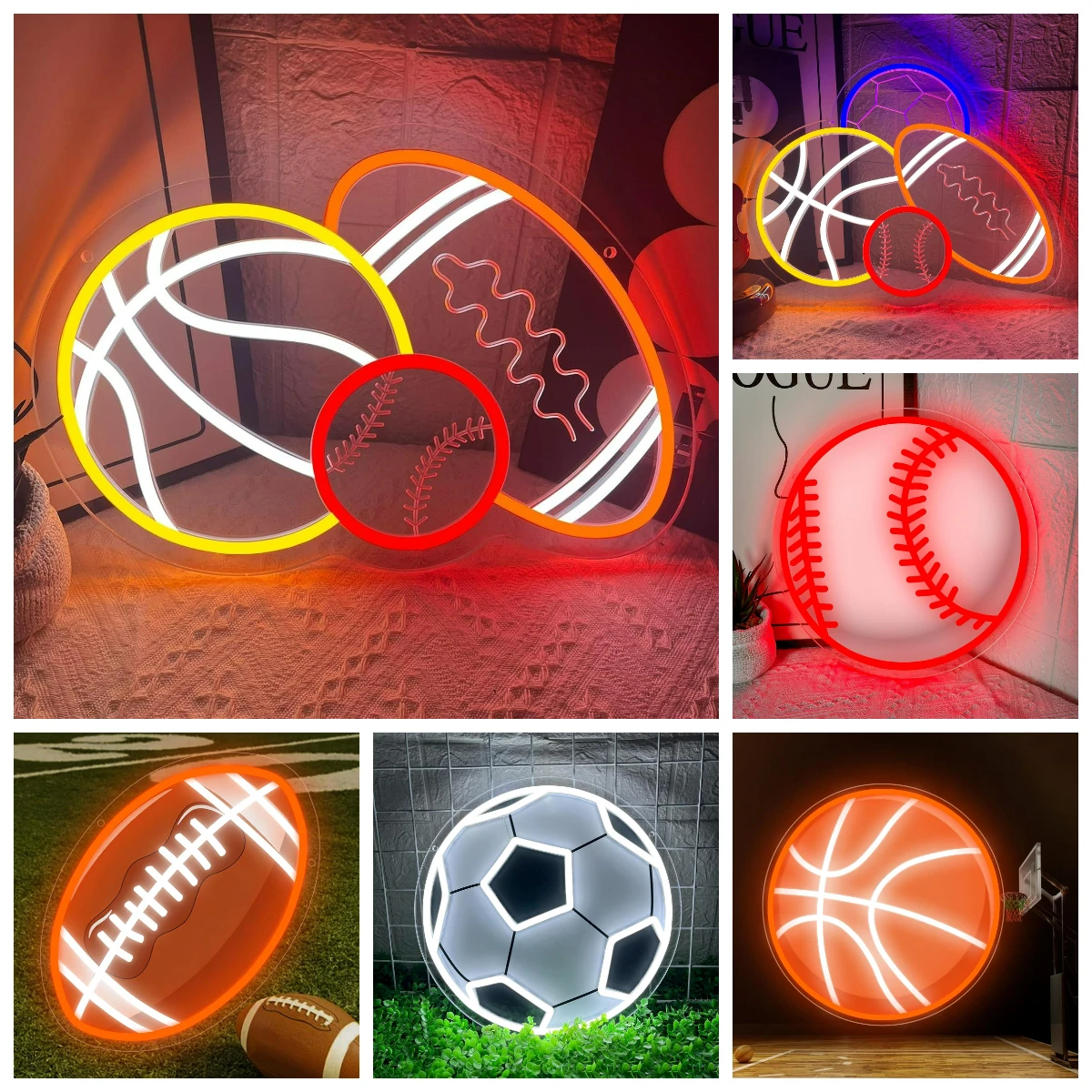 Neon Sign Party - Balls Combination Neon Sign Sport Basketball
