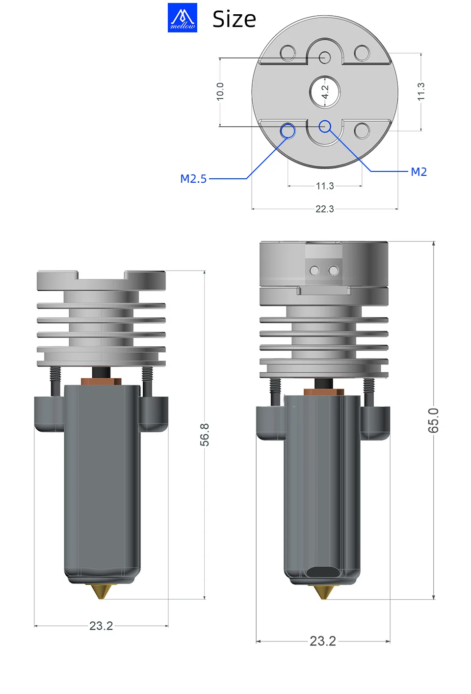 High Flow Mellow HeatCore 4 UHF Lite ALPS Hotend Smart Leveling Nozzle Probe für Voron Blv Vzbot Hevort DIY 3D-Drucker – Detail 11