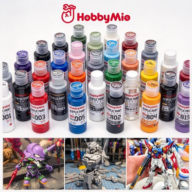 Hobby Mio 50ml Pre-thinned Water Acrylic Paint Model Primer Top Coat Airbrush Paint DIY Model Spraying Coloring Supplies