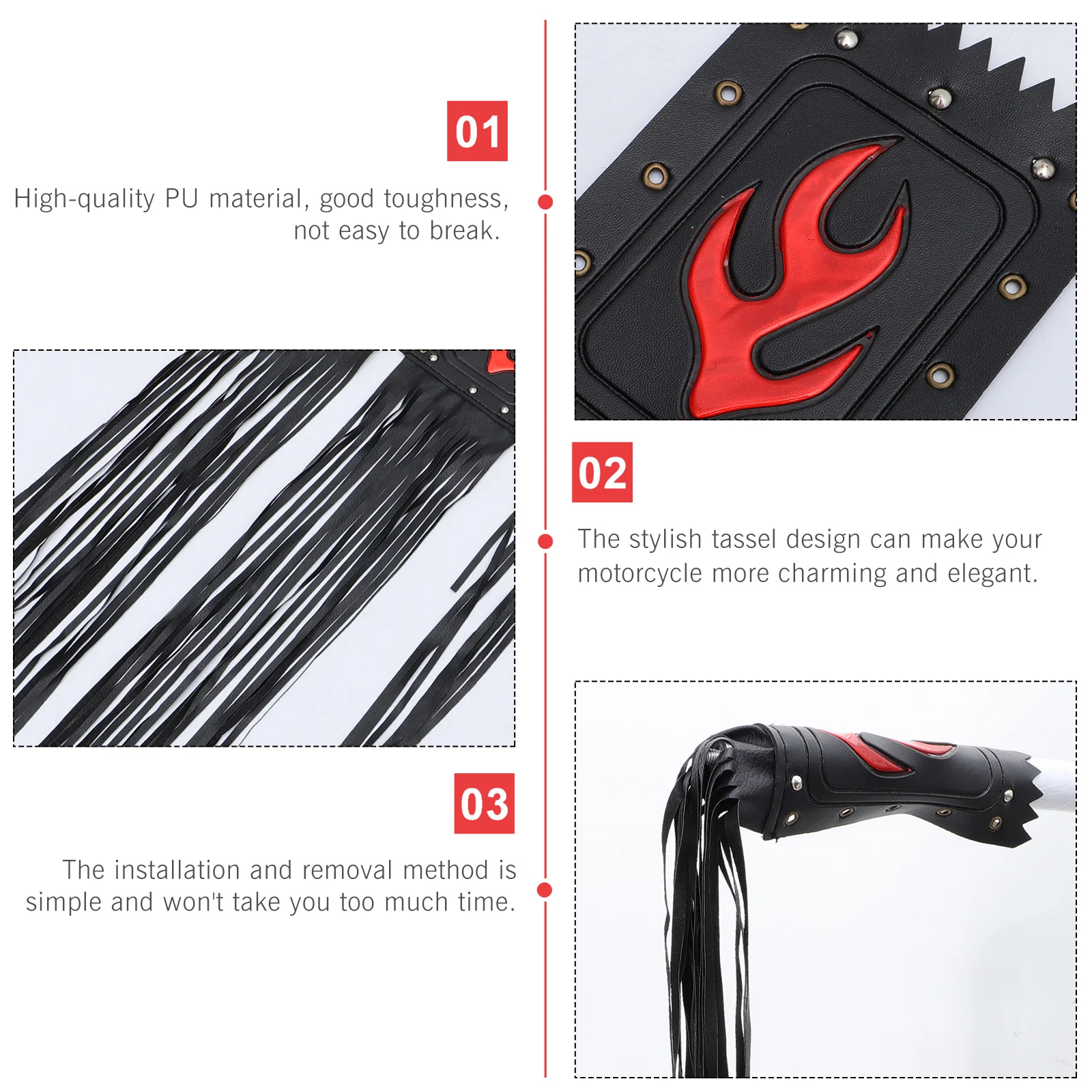 Motorcycle Fringe Grip Cover Handle Tassel Motorbike Handlebar Prince Car Black