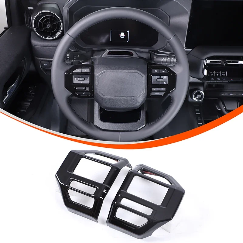 

ABS Carbon Fiber For Toyota Land Cruiser Prado 250 LC250 2024-2025+Car Steering Wheel Key Frame Sticker Car Interior Accessories
