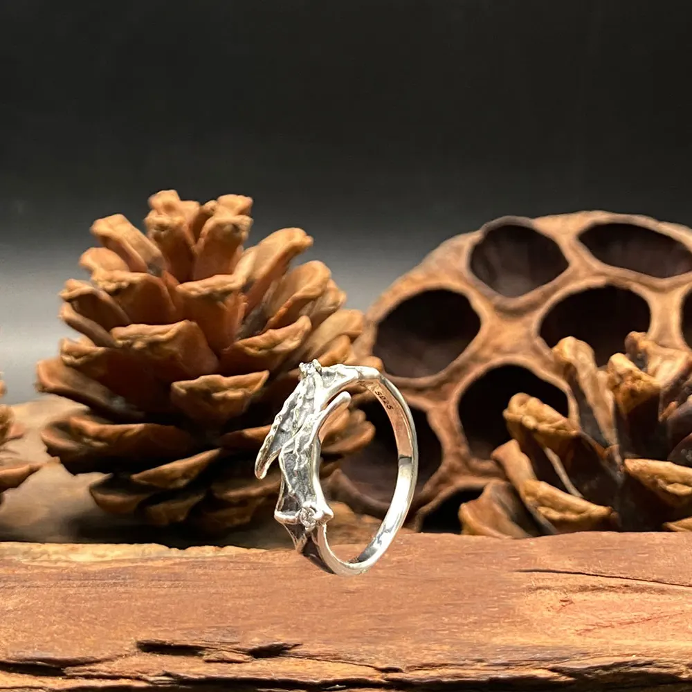 Halloween Gothic Bat Wing Skull Ring, 925 Silver Open Band Inlaid White CZ, Punk Party Jewelry for Couple, Anniversary Gift
