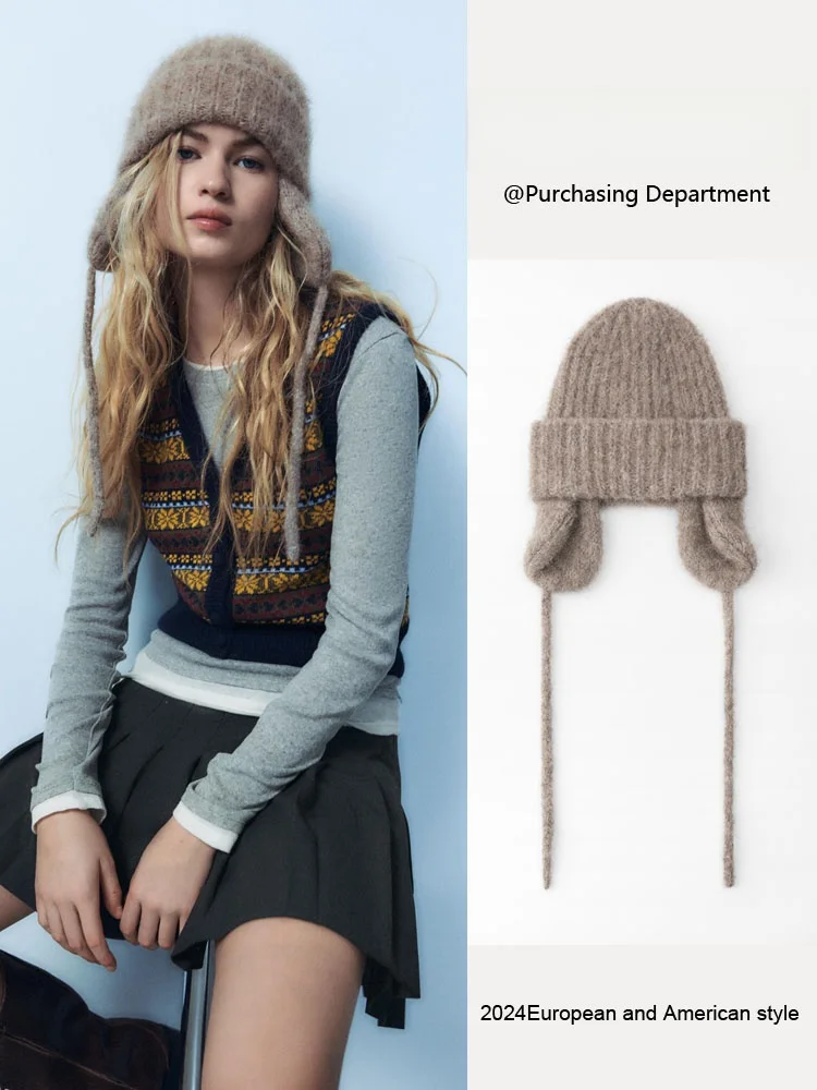 

Warm Comfortable Knitted Hat Winter New Arrival Cuffed Ear Warmer No Brim Cap Street Sle Faion Women's Hat