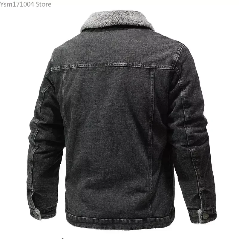 Chaqueta de invierno para hombre, abrigo cálido grueso de pelo de cordero con solapa de alta calidad, moda coreana, chaquetas vaqueras ajustadas