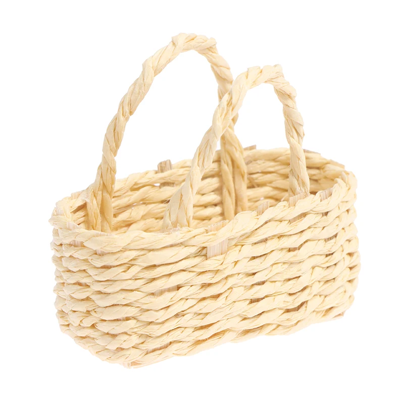 1/12 Dollhouse Miniature Rattan Weave Vegetable Food Storage Basket