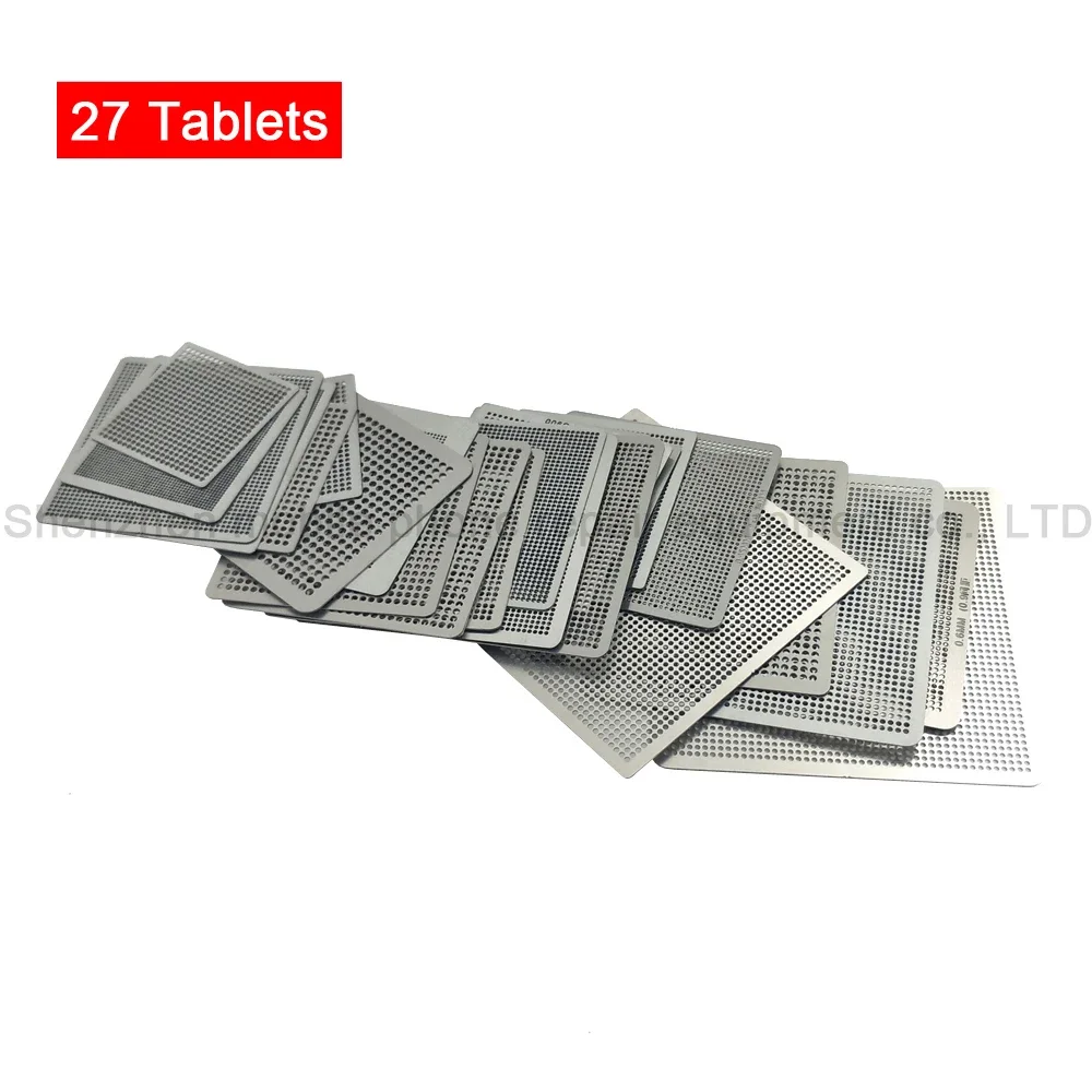 27Pcs Bga Reballing Platform Universal Stencil Steel Net North South Bridge Display Card Notebook Mobile Phone Repair Platform