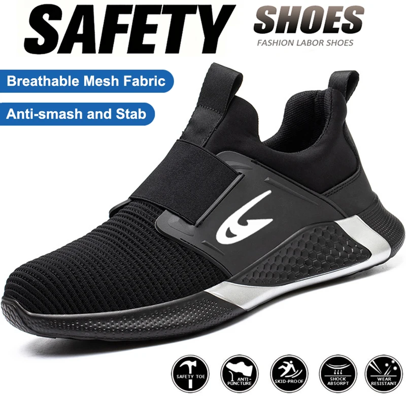 

Steel Toe Anti-Puncture Men's Work Shoes Men's Safety Shoes Lightweight Slip Resistant Shoes Man Breathable Comfortabl Sneaker